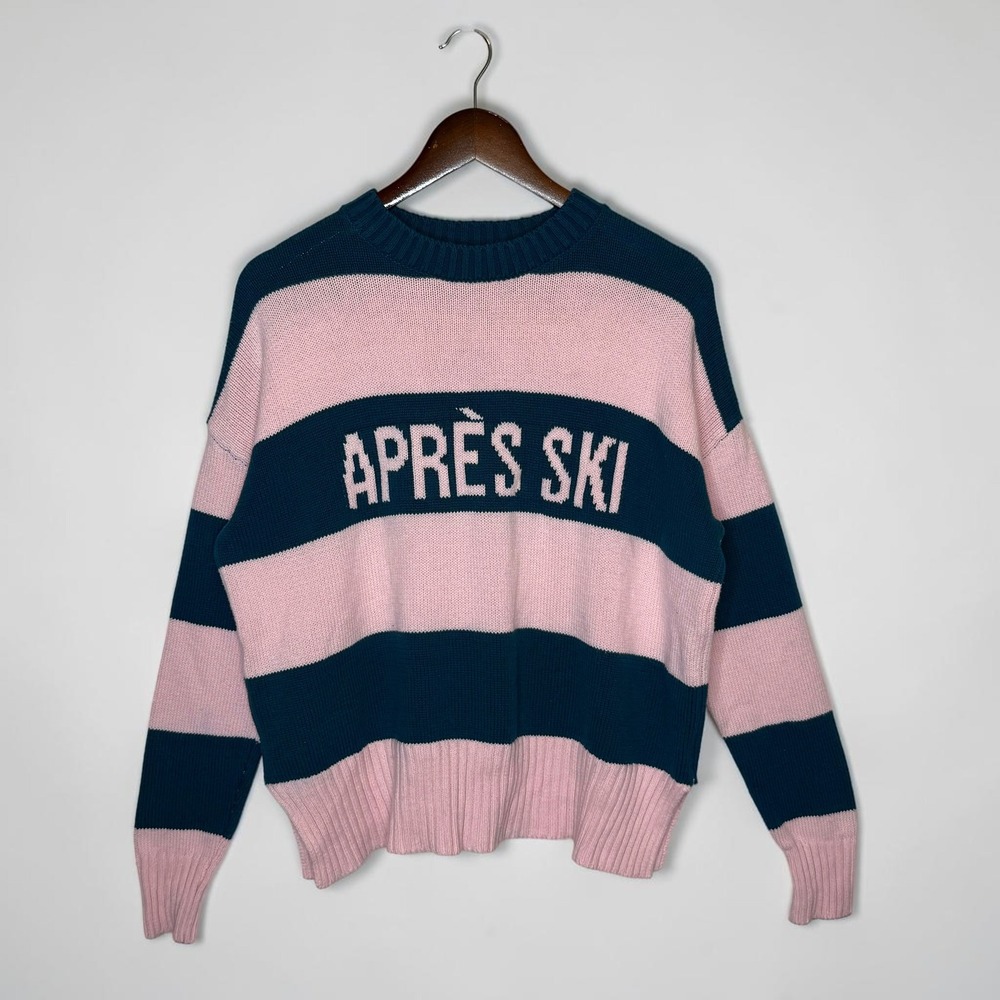 Beach Riot Apres Ski Striped Sweater Pink Teal Blue Anthropologie Callie size XS